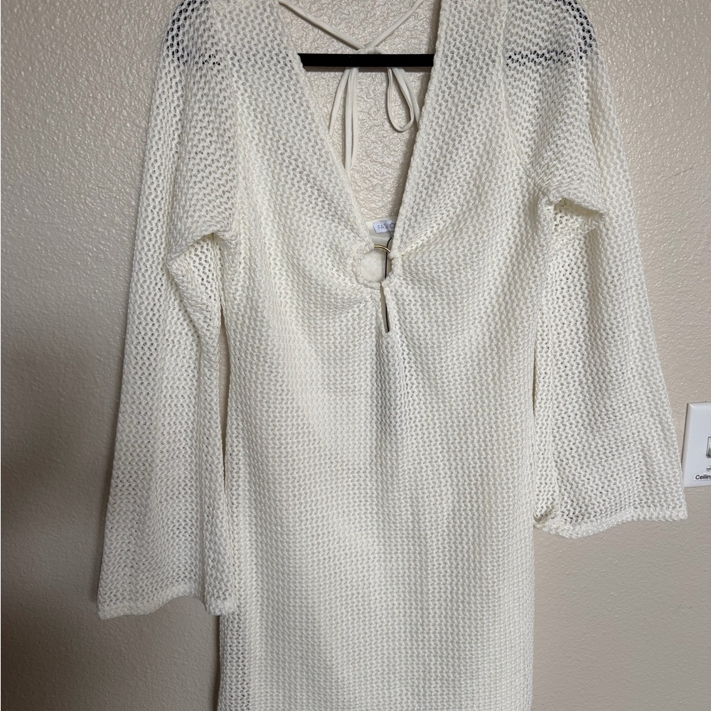 Fashion Nova Find Me Poolside Crochet Mini Dress XL Cream Beach Coverup